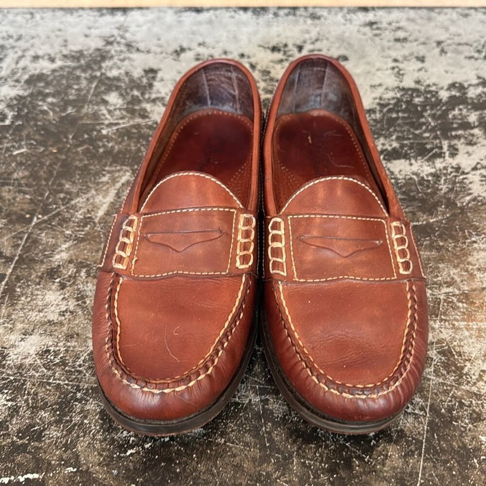 Mens Cole Haan Brown Leather Loafers w/Contrast Stitching Size 10.5